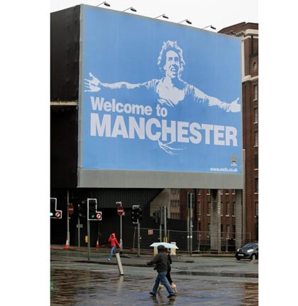 The billboard when Tevez joined City