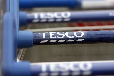 Where they should be: Tesco shopping trolleys at a store