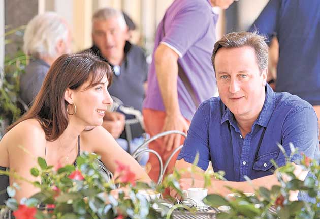 David Cameron with his wife, Samantha, in Tuscany