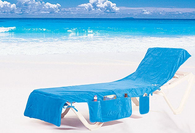 (1) THE ITSA<br/>
When folded up the Itsa looks like any other beach bag, but by releasing the press studs on the side it turns in to a super-soft sun-lounger cover complete with pockets for storing your sun lotion, book or mobile phone.<br/>
£16.95, thei