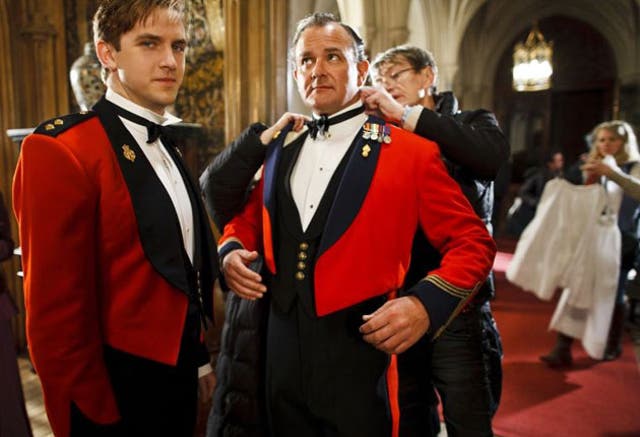 Class acts: stars of 'Downton Abbey' on the set, Dan Stevens and Hugh Bonneville