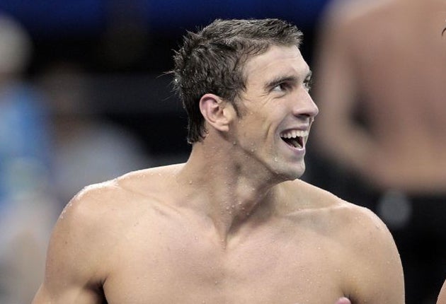 Michael Phelps, after winning the gold medal in the Men's 4 x 100m Medley Relay in Shanghai