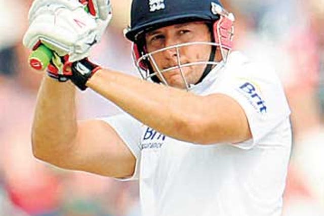 Tim Bresnan hits out during his brilliant innings of 90 yesterday