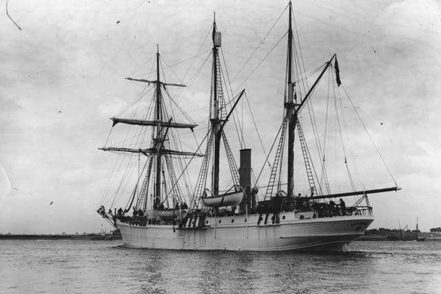 <p>Sir Ernest Shackleton’s ship Endurance after leaving Millwall Docks bound for the Antarctic on 1 August 1914 </p>