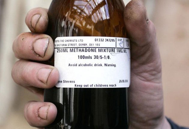 A bottle of methadone
