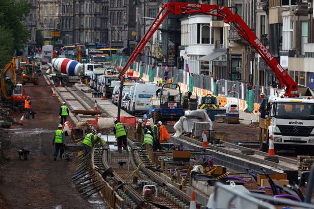 The workmen moved into Princes Street in 2009, but the tram service is now six months behind schedule