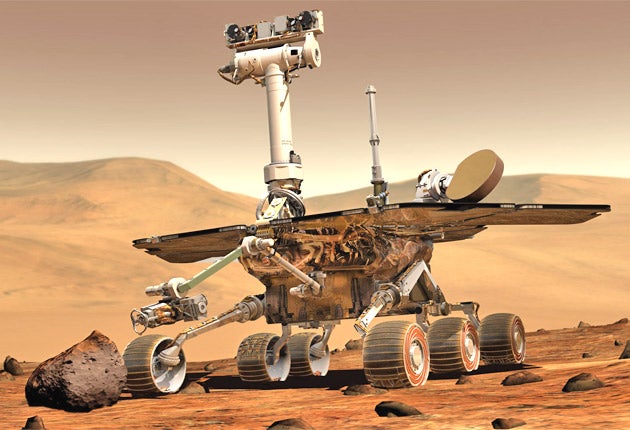 An artist's impression of one of the two Mars rovers, which have been studying geological samples on the planet