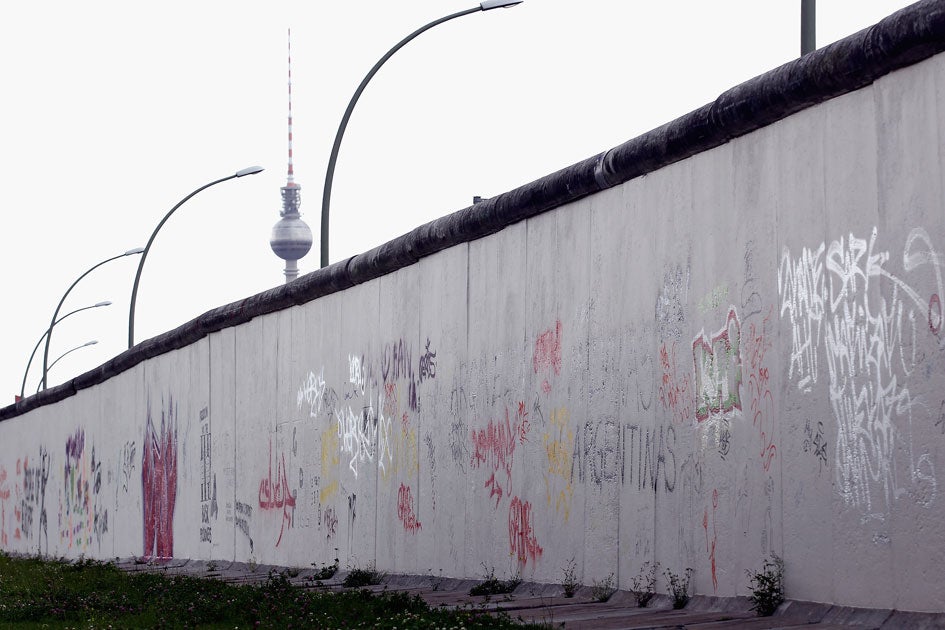 10 August 2011: A still-existing section of the Berlin Wall, where East German border guards once had the order to shoot anyone attempting to flee into West Berlin.