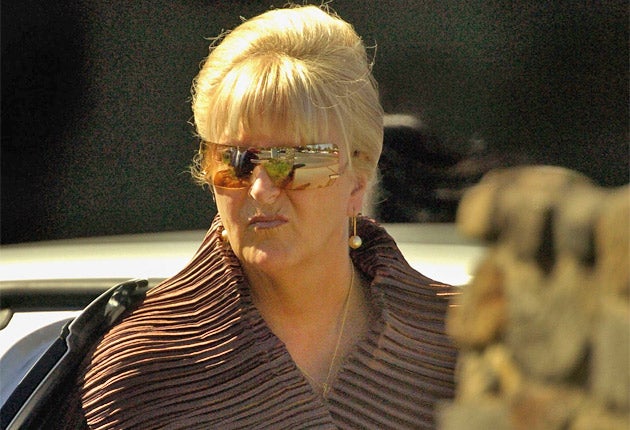 Judy Moran in 2004 at the funeral of her husband