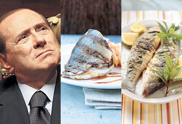 Perhaps Berlusconi enjoyed fillets of bass with chicory and almonds for &euro;3.34 or fillets of sea bream in a potato crust for &euro;5.23