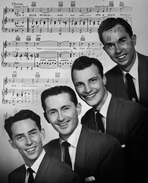 The Four Freshman in 1953: from the left, Ross Barbour, Flanigan, Ken
Errair and Don Barbour