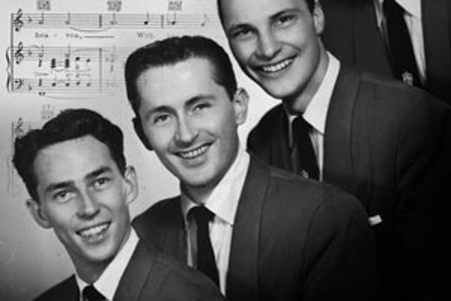 The Four Freshman in 1953: from the left, Ross Barbour, Flanigan, Ken
Errair and Don Barbour