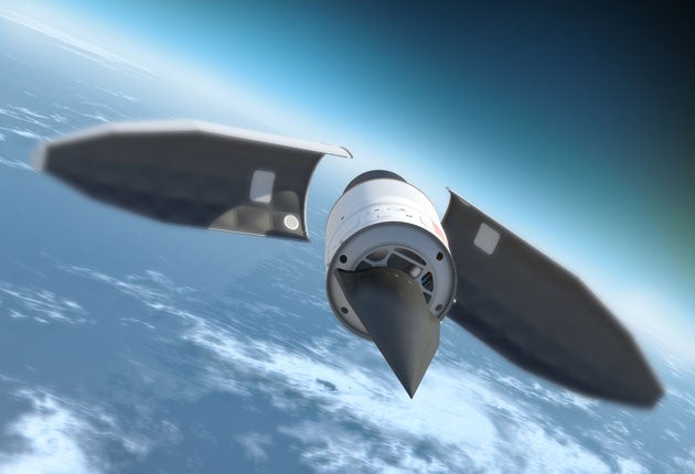 An artist's rendition of the Falcon HTV-2, which is designed to reach
speeds of up to 13,000mph