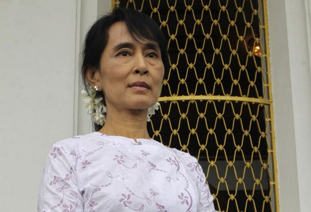 Aung San Suu Kyi in Rangoon on Friday