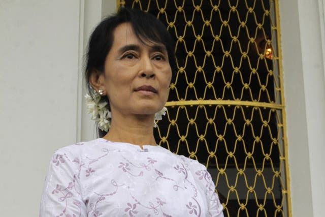 Aung San Suu Kyi in Rangoon on Friday
