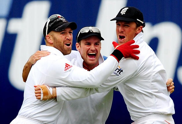 Prior, Strauss and Swann are jubilant in victory