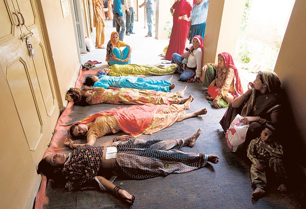 Women recover after sterilisations at a clinic in Jhunjhunu