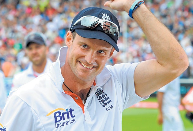 Andrew Strauss enjoys the moment at Edgbaston on Saturday when his side became No1 in the world