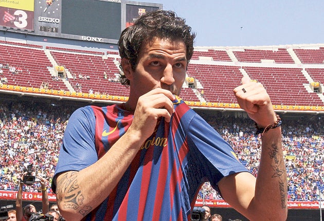 Fabregas left Arsenal for Barcelona earlier this month