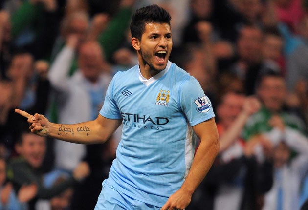 Aguero came off the bench and scored twice and made another