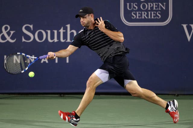 Roddick smashed his racket during the course of the match