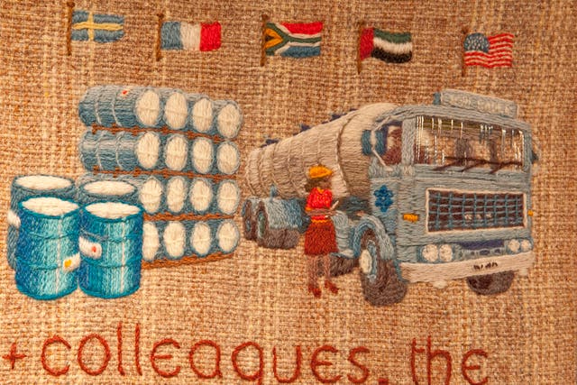 Detail of a lorry from Scott Bader Commonwealth panel