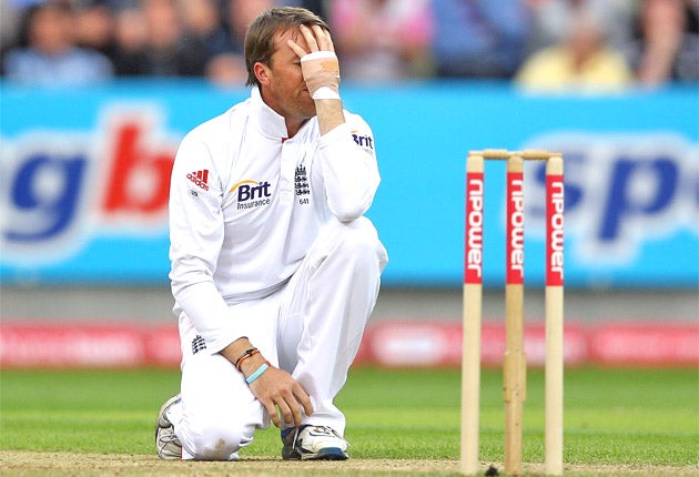 Graeme Swann can't believe his luck as an appeal for lbw goes against him at Edgbaston