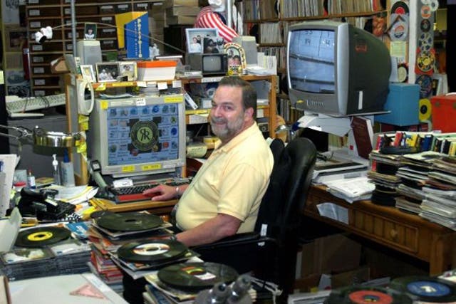 Paul Mawhinney with his huge record collection in 2008