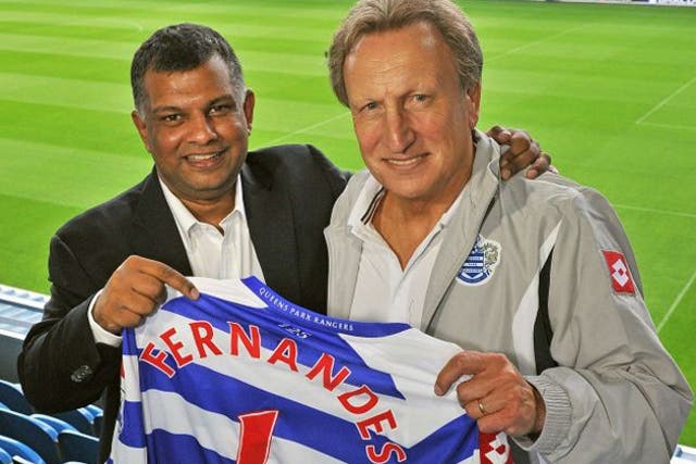 QPR's new owner Tony Fernandes (left) and manager Neil Warnock at Loftus Road