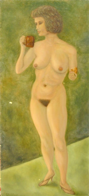 <b>Coffee Break (Woman with muffin)</b>
<p>By William Niewiarowski, February, 1978