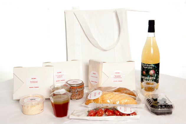 MELROSE AND MORGAN:<br/> A wonderfully summery smorgasbord you can pick up from the chi-chi London grocers and which is, as ingredients go - Neal's Yard cheddar, vine cherry tomatoes, a terrine from Odette and two delicate tarts - as delicious as a hamper