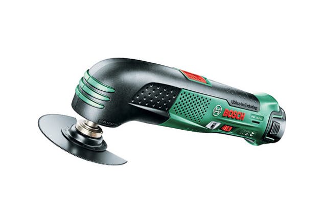 BOSCH MULTIFUNCTION:<br/> This tool lives up to its billing: it can cut, saw, rout, sand and even, er, scrape. You can use it to slice the tops off protruding nails or cut tiles out of a bathroom wall. Easy to control, and very satisfying to use.<br/> £12