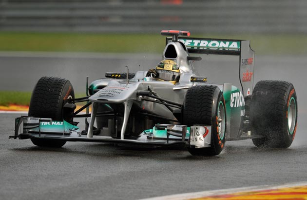 Schumacher was fastest during the first session in the wet conditions