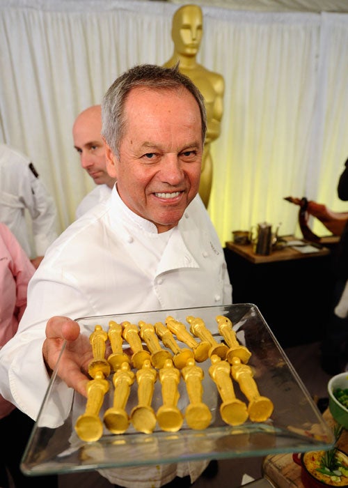 Wolfgang Puck with his chocolate Oscars