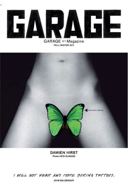 The first Garage magazine, showing a naked, tattooed vagina, was banned in some shops