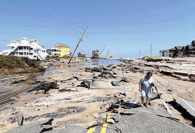 Highway 12 in North Carolina was destroyed after being hit by a storm surge