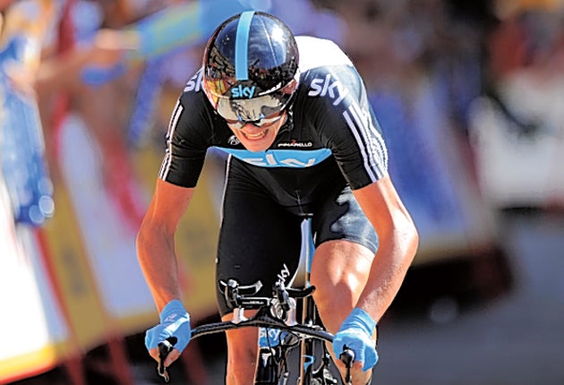 Team Sky’s Chris Froome moved up 13 places to take the red jersey in Spain