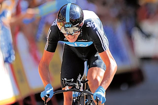 Team Sky’s Chris Froome moved up 13 places to take the red jersey in Spain