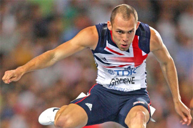 Britain's Dai Greene impressed in winning his 400m hurdles semi-final yesterday