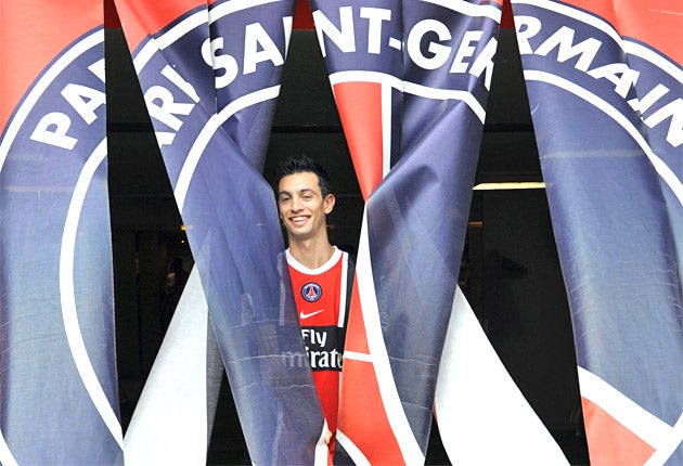 Javier Pastore makes his bow at the Parc des Princes after signing for Paris St-Germain for £37m earlier this month