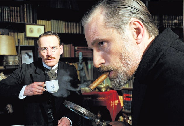 Shrink rapt: Michael Fassbender as Jung and Viggo Mortensen as Freud in 'A Dangerous Method'