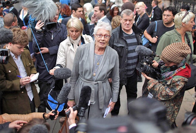 Vanessa Redgrave arrives at the High Court to lend her support to the Dale Farm community fighting for survival