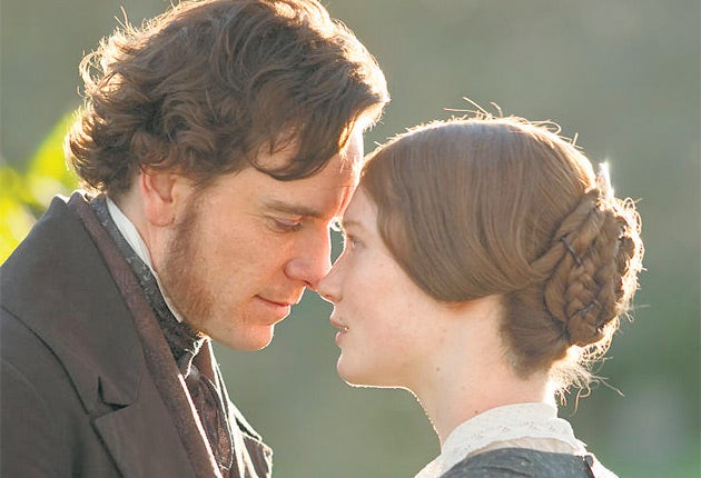Mind the age gap: Michael Fassbender and Mia Wasikowska in the new Jane Eyre