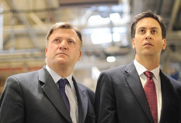 Ed Miliband, right, and shadow Chancellor Ed Balls at the Vauxhall Motors plant in Luton yesterday