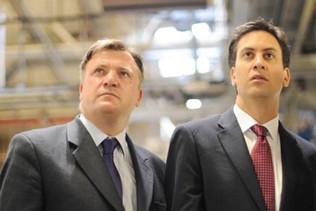 Ed Miliband, right, and shadow Chancellor Ed Balls at the Vauxhall Motors plant in Luton yesterday