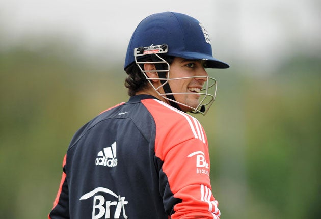 England's one-day captain Alastair Cook in the nets at the Riverside