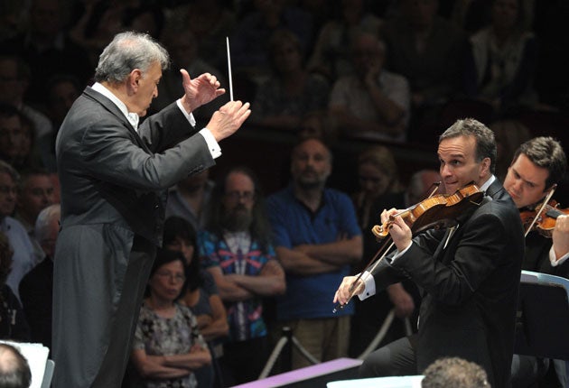 Zubin Mehta conducts at the concert disrupted by a pro-Palestinian group