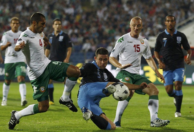 Gary Cahill swoops to score England's opening goal against Bulgaria
last night