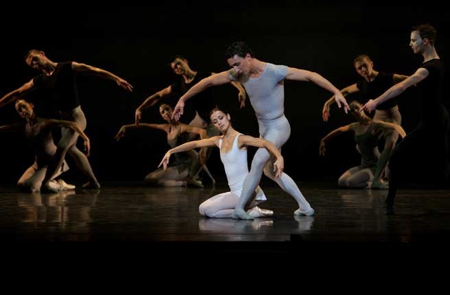 Voyage of discovery: Sophie Martin, in her second starring role of the night, with Erik Cavallari and the Scottish Ballet company in Kenneth MacMillan's Song of the Earth