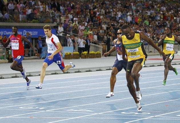 Usain Bolt records the fourth quickest 200m ever run in Daegu yesterday